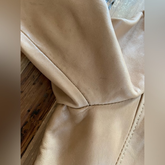 Michael Kors Beige Leather Jacket, Sz M - Picture 11 of 16